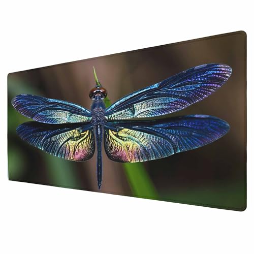 Libellen-Schreibtischunterlage, großes Mauspad, bunt, schöner Flügel, voll erweitert, Gaming-Computer-Tastatur, Mauspad für Zuhause, Büro, 80 x 40 cm Libellen-Schreibtischunterlage, großes Mauspad, bunt, schöner Flügel, voll erweitert, Gaming-Computer-Tastatur, Mauspad für Zuhause, Büro, 80 x 40 cm von BYJUMB