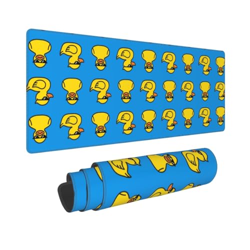 Mauspad mit blauer Ente und Sonnenbrille, Cartoon-Tiere, XL-Mauspad, verlängertes Mauspad, rutschfeste Gummiunterseite, genähter Rand, Gaming-PC-Tisch, großes Mauspad 80 x 30 cm von BYJUMB