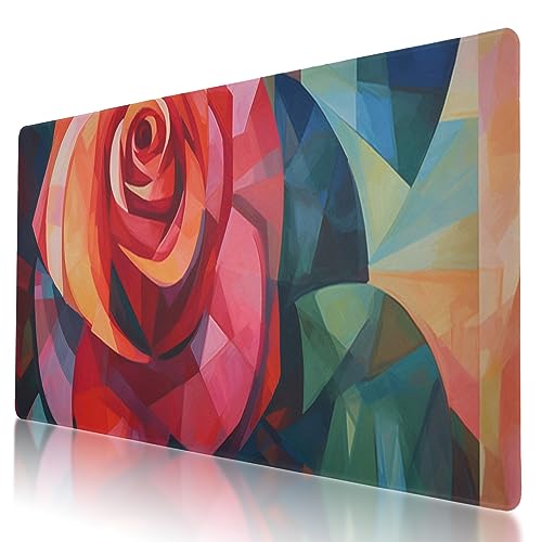 Mauspad mit niedlichem Rosenmuster, 90 x 40 cm, rutschfeste Gummiunterseite, ergonomisches Design zur Schmerzlinderung, perfekt für Computerbenutzer von BYJUMB