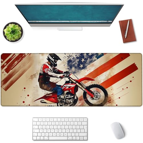 Patriotisches Motocross-Mauspad, Gaming-Mauspad, rutschfeste Gummiunterseite, Bürozubehör, Schreibtischmatte, Dirt-Bike-amerikanische Flagge, Mauspads für Schule, Arbeit, Heimdekoration, Geschenke, 80 Patriotisches Motocross-Mauspad, Gaming-Mauspad, rutschfeste Gummiunterseite, Bürozubehör, Schreibtischmatte, Dirt-Bike-amerikanische Flagge, Mauspads für Schule, Arbeit, Heimdekoration, Geschenke, 80 von BYJUMB