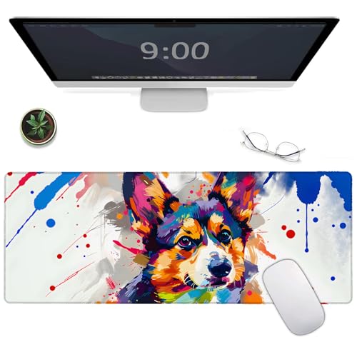 Vibrant Corgi Art Großes Gaming-Mauspad, niedlicher Hund, Schreibtischunterlage, 80 x 30 x 0,3 cm verlängert, rutschfestes Gummi-Mauspad, Computer-Schreibtischmatte, Geschenk, Laptop-Mäuse-Pads Vibrant Corgi Art Großes Gaming-Mauspad, niedlicher Hund, Schreibtischunterlage, 80 x 30 x 0,3 cm verlängert, rutschfestes Gummi-Mauspad, Computer-Schreibtischmatte, Geschenk, Laptop-Mäuse-Pads von BYJUMB