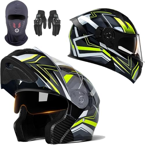 Modularer Motorradhelm, DOT/ECE-geprüfter Integralhelm mit Klappmechanismus und Doppelvisier, Integralhelm für Motorradfahrer mit Doppelvisier für Männer und Frauen. 7,55-60cm Modularer Motorradhelm, DOT/ECE-geprüfter Integralhelm mit Klappmechanismus und Doppelvisier, Integralhelm für Motorradfahrer mit Doppelvisier für Männer und Frauen. 7,55-60cm von BYOUQ