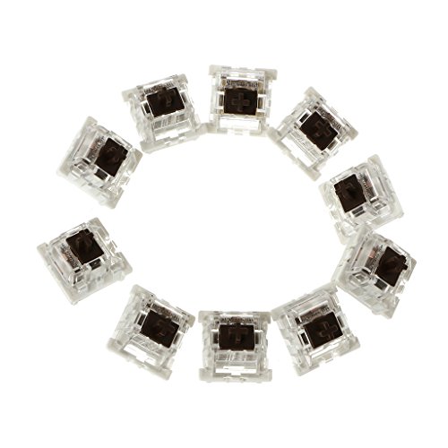 BYUTFA Gateron MX Switches Braun für mechanische Tastatur, Cherry MX kompatibel, transparentes Gehäuse, 10 Stück von BYUTFA