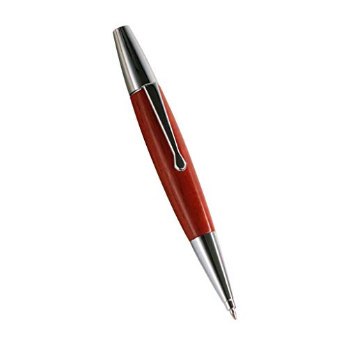 BYUTFA Kugelschreiber, rotes Weidenholz, silbernes Schachbrett, gedrehter Rand, fetter Kugelschreiber, Schreibwerkzeug, Geschenk von BYUTFA