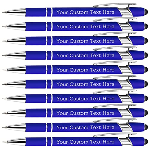 Kugelschreiber Personalisiert mit Gravur Kugelschreiber Personalisierter mit Namen Logo Wunschtext, Stift Personalisierte Geschenk für Maenner, Frauen, Bachelor, Geburtstag, Blau,10 Stück von BYWEXCLESD