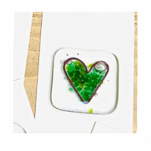 Fused Resin Heart Pocket Token Pocket Heart Token with Greeting Card Birthday Wedding Pocket Cards Green von BYYLECL