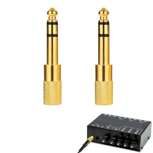 BYYT 2 Stück Klinkenstecker Adapter 3.5mm auf 6.35mm,Klinke Adapter Kopfhörer Adapter für Keyboard, Gitarre, Lautsprecher usw. 24K vergoldete Stecker von BYYT