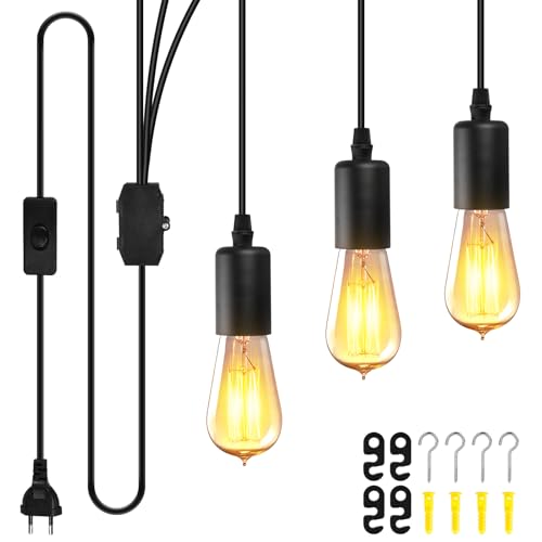 3 Köpfe Pendelleuchte E27 Lampenfassung, Hängelampe Mit Stecker, Hängende Leuchte, Pendelleuchte Kit Mit Schalter Mit Stecker Für Wohnzimmer Nachttisch Esszimmer, Moderne Deckenlampe Pendellampe 180Cm 3 Köpfe Pendelleuchte E27 Lampenfassung, Hängelampe Mit Stecker, Hängende Leuchte, Pendelleuchte Kit Mit Schalter Mit Stecker Für Wohnzimmer Nachttisch Esszimmer, Moderne Deckenlampe Pendellampe 180Cm von BYZESTY