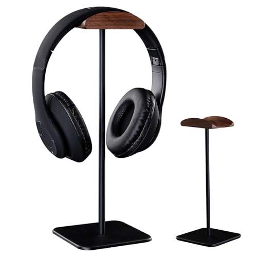 BYZESTY Kopfhörer Ständer, Headset Halterung mit Aluminium, Gebogener Headset Ständer aus Walnussholz, Kopfhörer Halterung mit Schwer Basis, Kopfhörerständer für Alle Kopfhörergrößen (Schwarz) BYZESTY Kopfhörer Ständer, Headset Halterung mit Aluminium, Gebogener Headset Ständer aus Walnussholz, Kopfhörer Halterung mit Schwer Basis, Kopfhörerständer für Alle Kopfhörergrößen (Schwarz) von BYZESTY