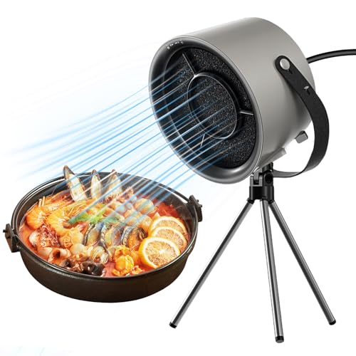 Mini-Dunstabzugshaube, Tragbare Abzugshaube, Verstellbare & Mobile Tisch Dunstabzugshaube Starke Saugkraft Leise Umluft Abzugshaube mit 3 Gang Abluftventilator, für Küche Camping Grill Wohnmobil von BYZESTY