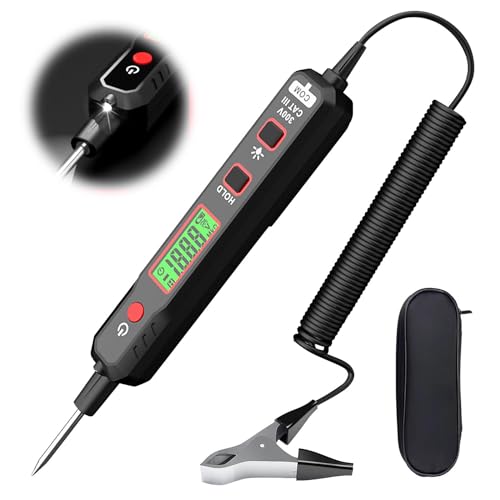 Spannungsprüfer, Phasenprüfer, Berührungsloser Spannungsprüfer, DC 2V-100V Voltage Tester, mit Hintergrundbeleuchtung, LED-Taschenlampe, LCD-Anzeige, Summer Tester, für Elektrischen Problemen im Auto von BYZESTY