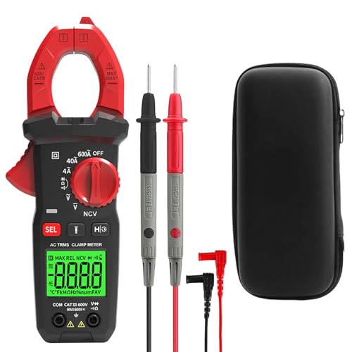 BYZESTY Strommesszange AC DC True-Rms 4000 Zähl, Zangenmultimeter Hintergrundbeleuchtung, Strommessgerät Digitales Für Die Messung AC/DC Spannung Strom Temperatur Widerstand Kontinuität Diode von BYZESTY