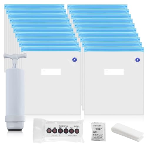 Vakuum Kit, 20 Stück 30 X 34 cm 3D Drucker Filament Vakuumkompression Mit Manueller Luftpumpe, Wiederverwendbare Vakuumbeutel, Transparente Vacuum Bags Für Filament Feuchtigkeitsgeschützt von BYZESTY