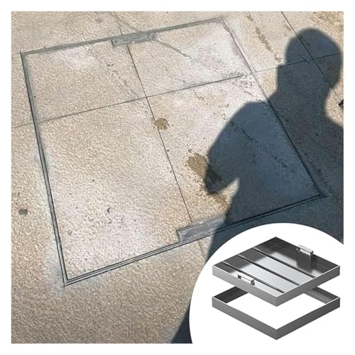Schachtabdeckung 12 14 16 18 20 22 24 26 28 30 32 34 36 38 40 Zoll Schachtdeckel Und Rahmen, Unsichtbarer Klärgrubendeckel, Abwasserbeckenabdeckungen Mit Griffen, Edelstahl(39"x39"(99x99cm)) von BYZOMU