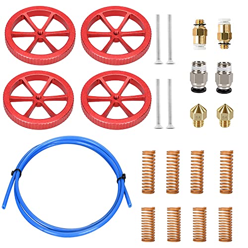 BZ 3D 3D Drucker Heatbed Leveling Kit,4 Stück Metall-Nivelliermuttern + 8 Stück 3D-Druckerfedern,1.2M Bowden PTFE Tube für Ender 3/Pro/V2/Ender 5/Ender 3 Neo/V2 Neo/CR-10/10S. von BZ 3D