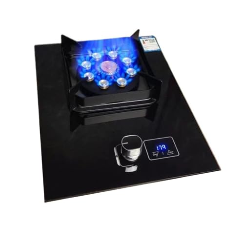 BZJPRFC 43-cm-Gaskochfeld, 1-Flammen-Gasherd, 5,2 KW 9-Fach-Hochfeuer-Timer, Gusseisen-Topfgestell Aus Gehärtetem Glas, Mit Flammendurchschlagschutz, for Die Küche Zu Hause(NG) von BZJPRFC