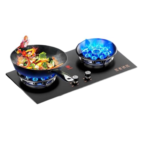 BZJPRFC 73 cm Gasherd, Mit 2 Brennern, 5,0 KW Camping-Gaskocher, Topflappen Aus Gehärtetem Glas Und Gusseisen, Mit Flammendurchschlagschutz, LPG/Erdgas-Kit(LPG) von BZJPRFC