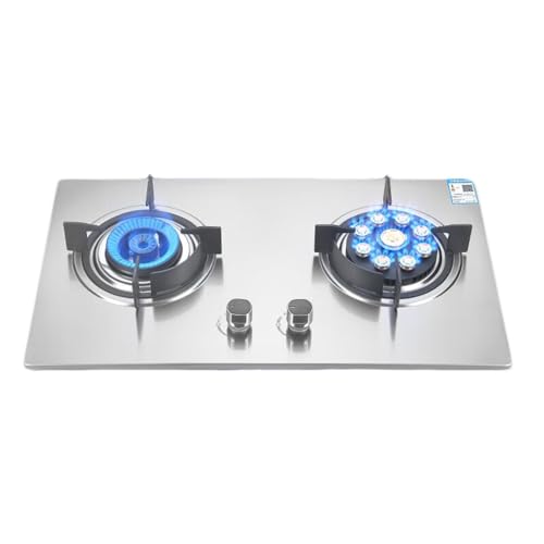 BZJPRFC 75 cm Tragbarer Gaskocher, 2 Brenner, 4,5/5,2 KW, Neun Kammern, Große Flamme, Zündung Aus Gehärtetem Glas, Camping-Doppelbrenner, LPG/Erdgas (Size : NG) von BZJPRFC