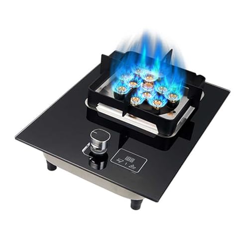 BZJPRFC Gasherd 43 cm, Arbeitsplattenherd 5,2 KW, 9-Kammer-Feuerring-Wokbrenner, Kochen Auf Dem Esstisch Aus Gehärtetem Glas, Mit Flammendurchschlagschutz, Umstellung Auf Erdgas/LPG(NG) von BZJPRFC