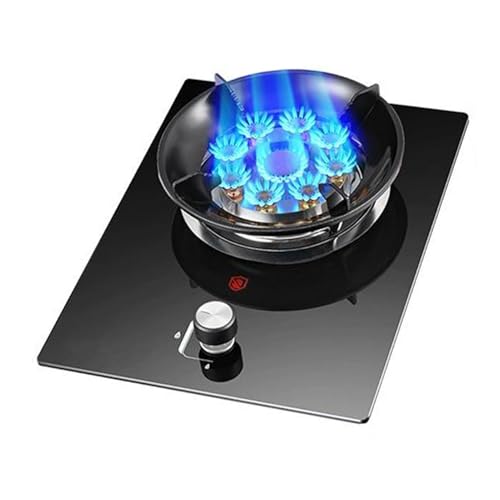 BZJPRFC Gasherd Mit 1 Brenner, 5,2 KW, 9-Kammer-Feuerring-Wokbrenner, Topfgestell Aus Gehärtetem Glas, Flammendurchschlagschutz, Umrüstung Auf Erdgas/LPG(NG) von BZJPRFC