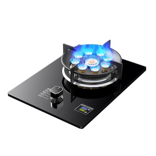 BZJPRFC Gaskocher 1 Brenner, Arbeitsplattenherd 5,2 KW, 9-Kammer-Feuerring-Wokbrenner Mit Flammschutz-Timer, Schwarzer Esstisch Aus Gehärtetem Glas, Gas-/LP-Gas-Umwandlungsherd (Size : LPG) von BZJPRFC