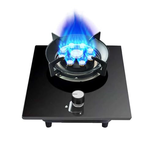 BZJPRFC Gaskocher Mit 1 Brenner, Arbeitsplattenherd, 5,0 KW, Neunkammer-Feuerring-Bratpfanne, Schutzvorrichtung Gegen Versehentliches Durchbrennen, Umstellung Auf Erdgas/LPG(LPG) von BZJPRFC