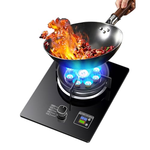 BZJPRFC Gaskochfeld 1 Brenner, 5,2 KW 9-Kammer-Feuerring-Wok-Brenner Mit Flammenausfall-Schutz-Timer, Flammenschutz Gegen Gaslecks, LPG/Erdgas-Set (Size : NG) von BZJPRFC