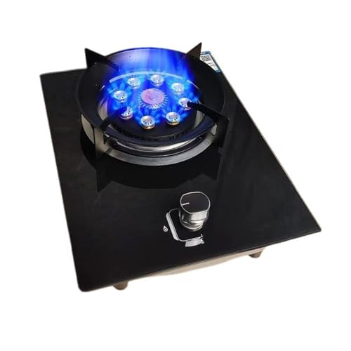 BZJPRFC Tragbarer Gasherd, 43 cm, 5,2 KW, 9-Kammer-Feuerring-Wokbrenner, Topfgestell Aus Gehärtetem Glas Aus Gusseisen, Mit Flammendurchschlagschutz, Umstellung Auf Erdgas/LPG(NG) von BZJPRFC