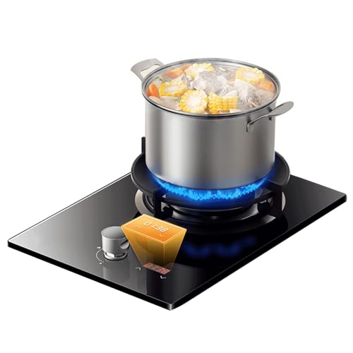 Gasherd, 5,2 KW, 9 Hohlräume, Feuerring, Wok-Brenner, Timer, Schwarze Gehärtete Glasscheibe, Tragbarer Gasherd For Den Heim-Angelausflug (Size : LPG) von BZJPRFC