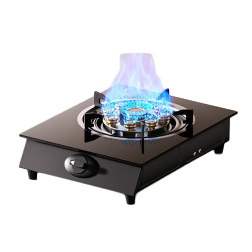 Gasherd Mit 1 Brenner, 4,0 KW, Hochfeuer-Timer Mit Neun Hohlräumen, Umrüstherd For Gas/Flüssiggas, Topfgestell Aus Gehärtetem Glas Und Gusseisen, Mit Flammendurchschlagschutz(NG) von BZJPRFC
