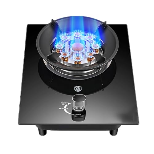 Schwarzer Einzelbrenner-Gasherd, 5,2 KW, 9-Hohlraum-Wokbrenner, Platte Aus Gehärtetem Glas Mit Flammendurchschlagschutz, For Kochen Zu Hause Und Im Freien(NG) von BZJPRFC