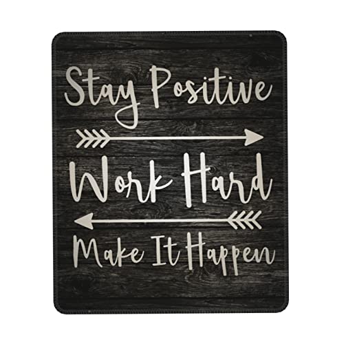 Inspirierendes Zitat schwarzes Mauspad mit genähtem Rand, bleiben Sie positiv, arbeiten Sie hart und machen Sie es passiv, motivierende Mauspads, quadratische, kleines süßes Mauspad für Büro, Laptop Inspirierendes Zitat schwarzes Mauspad mit genähtem Rand, bleiben Sie positiv, arbeiten Sie hart und machen Sie es passiv, motivierende Mauspads, quadratische, kleines süßes Mauspad für Büro, Laptop von BZU