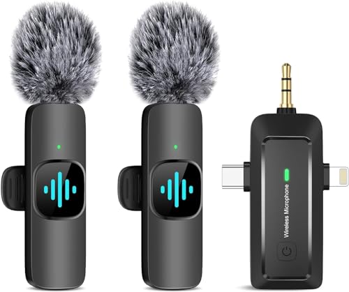 BZXZB Kabelloses Lavalier-Ansteckmikrofon für iPhone – Android/Kamera/PC, Dual-Lav-Mikrofon mit Lightning/USB-C/3,5 mm für Videoaufnahmen, YouTube, TikTok von BZXZB
