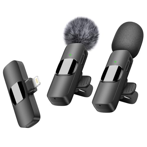 BZXZB Kabelloses Lavalier-Mikrofon für iPhone, iPad, professionelles Ansteckmikrofon für Videoaufnahmen, Vlog, YouTube, TikTok (winddicht/2 Mic) von BZXZB