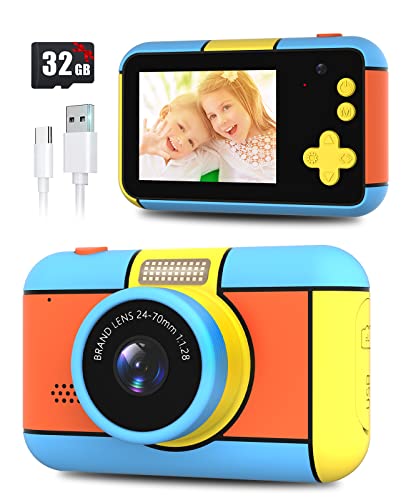 BaFuland Digitalkamera für Kinder, Digitalkamera für Jungen und Mädchen, 3 bis 10 Jahre, Digitale Videokamera mit Selfie, Geburtstagsgeschenke, Spielzeug für Kinder, 32 G Karte inklusive, Farbe von BaFuland