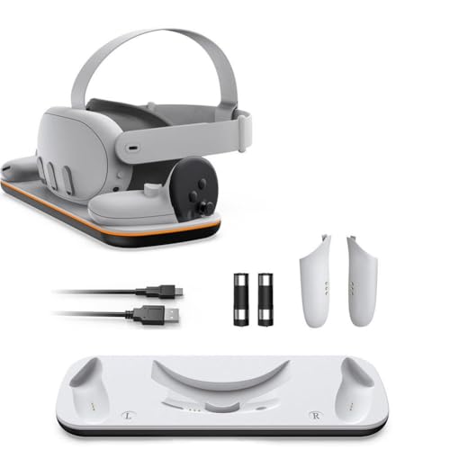 Ladestation für Meta Quest 3, 3,9 WSchnellladestation für Oculus Quest 3 Zubehör mit RGB-Licht, Magnetischer Ladeständer für Headset/Controller mit 2 wiederaufladbaren Batterien und Abdeckung Ladestation für Meta Quest 3, 3,9 WSchnellladestation für Oculus Quest 3 Zubehör mit RGB-Licht, Magnetischer Ladeständer für Headset/Controller mit 2 wiederaufladbaren Batterien und Abdeckung von BaYuYPOO