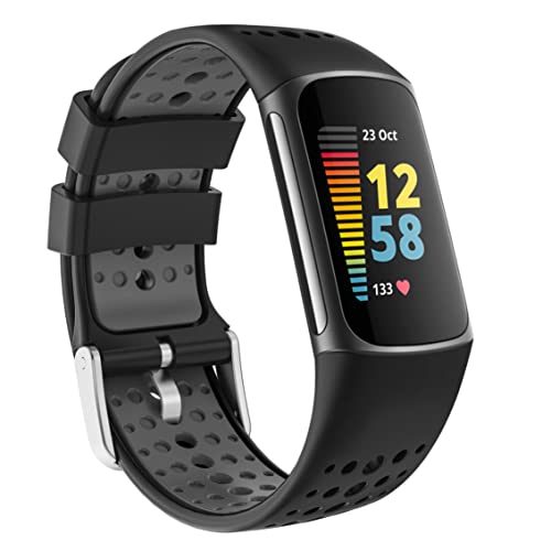 Baaletc Armbänder kompatibel für Fitbit Charge 5 Armband/Fitbit Charge 6 Armband,Doppelte Farben Fitbit Charge 5 Armband,Silikonband for Fitbit Charge 5,Atmungsaktives Ersatzband für Fitbit Charge 5 von Baaletc