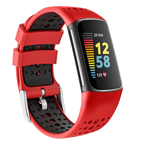 Baaletc Armbänder kompatibel für Fitbit Charge 5 Armband/Fitbit charge 6 armband,Doppelte Farben Fitbit Charge 5 Armband,Silikonband for Fitbit charge 5,Atmungsaktives Ersatzband für Fitbit charge 5 von Baaletc