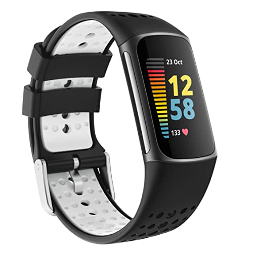 Baaletc Armbänder kompatibel für Fitbit Charge 5 Armband/Fitbit charge 6 armband,Doppelte Farben Fitbit Charge 5 Armband,Silikonband for Fitbit charge 5,Atmungsaktives Ersatzband für Fitbit charge 5 von Baaletc