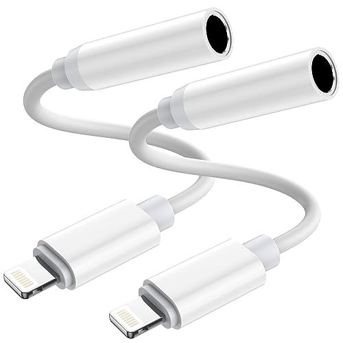Babbleice iPhone Kopfhörer Adapter 2 Stück, Lighting auf 3.5mm Kopfhörer Adapter Aux Adapter [MFi Zertifiziert], Klinke Audio Kabel Konverter Kompatibel mit für iPhone 14/13/12/11 Pro/X/XS Max/XR/8/7 von Babbleice