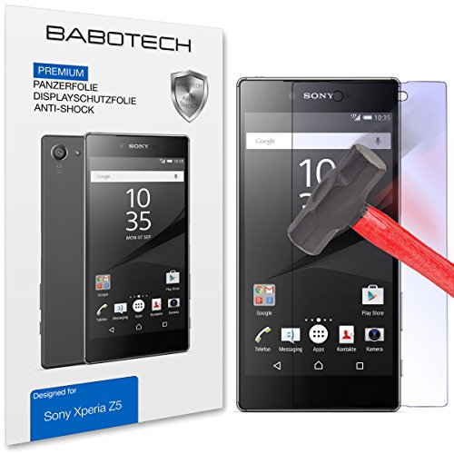 Babotech 2 x Set Premium Panzerfolie Display Schutzfolie für Sony Xperia Z5 Klar Extrem Shock-Absorbierend von Babotech