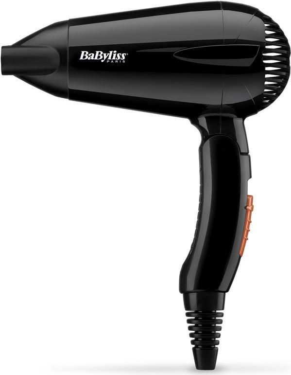 Babyliss 5344E Travel Dry 2000 Faltbarer, Leichter Reisehaartrockner Schwarz (5344E) von Babyliss