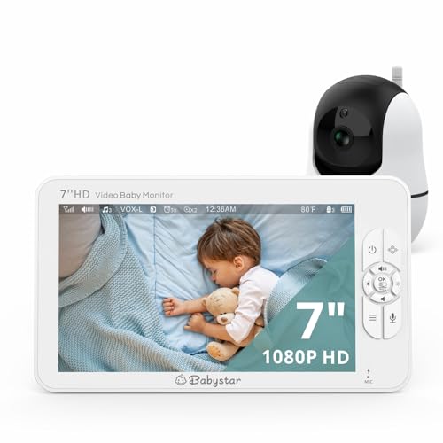Babystar Babyphone mit Kamera 7 Zoll 1080P HD Video Babyphon, Infrarot Nachtsicht, Zwei-Wege-Audio-und VOX-Modu, Temperatur, Bis zu 22 Stunden Akkulaufzeit, Babyphone ideal für Eltern Babystar Babyphone mit Kamera 7 Zoll 1080P HD Video Babyphon, Infrarot Nachtsicht, Zwei-Wege-Audio-und VOX-Modu, Temperatur, Bis zu 22 Stunden Akkulaufzeit, Babyphone ideal für Eltern von Babystar