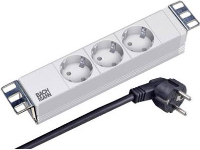 10 1HE Steckdosenleiste 3-fach, ohne Schalter, RAL7035 Hersteller: Bachmann (ESP.70) von Bachmann
