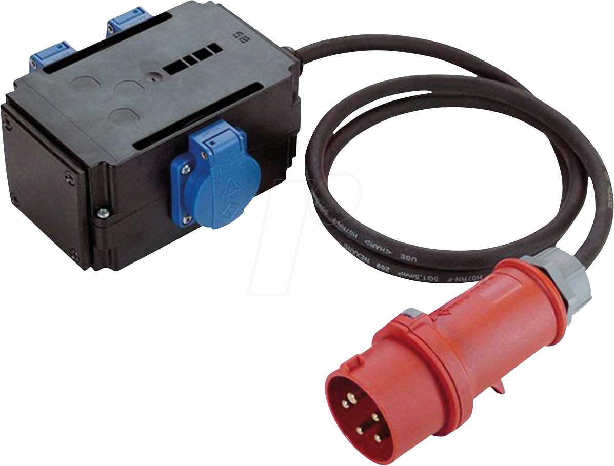 BACH 349.027 - CEE-Adapter 16A 3Ph, 3xSchutzkontakt IP44 1,5m von Bachmann