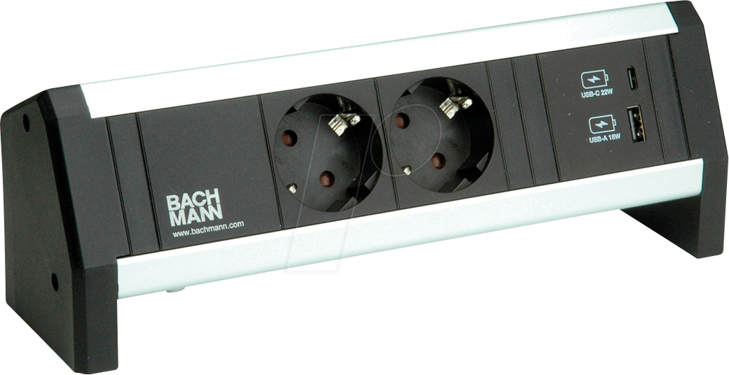 BACH 902.0811 - DESK 2xSchutzkontakt 1xUSB A&C, USB Charger 22W Charger, GST18 von Bachmann