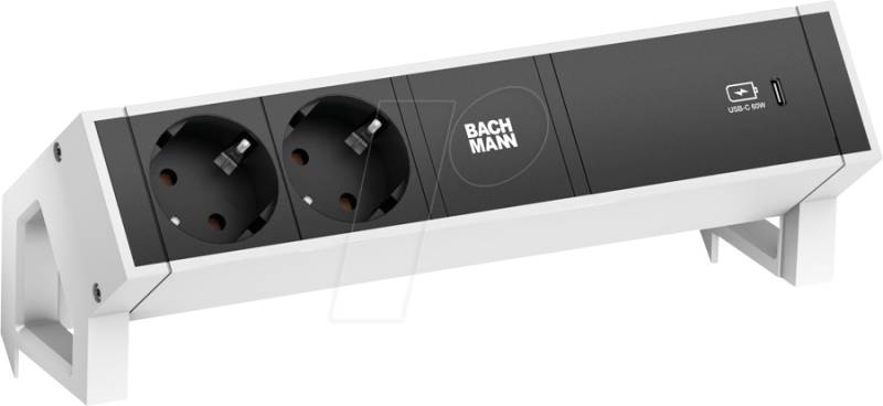BACH 902.934 - DESK2 2xSchutzkontakt USB C, USB Charger 60W 0,2m GST18 weiss von Bachmann