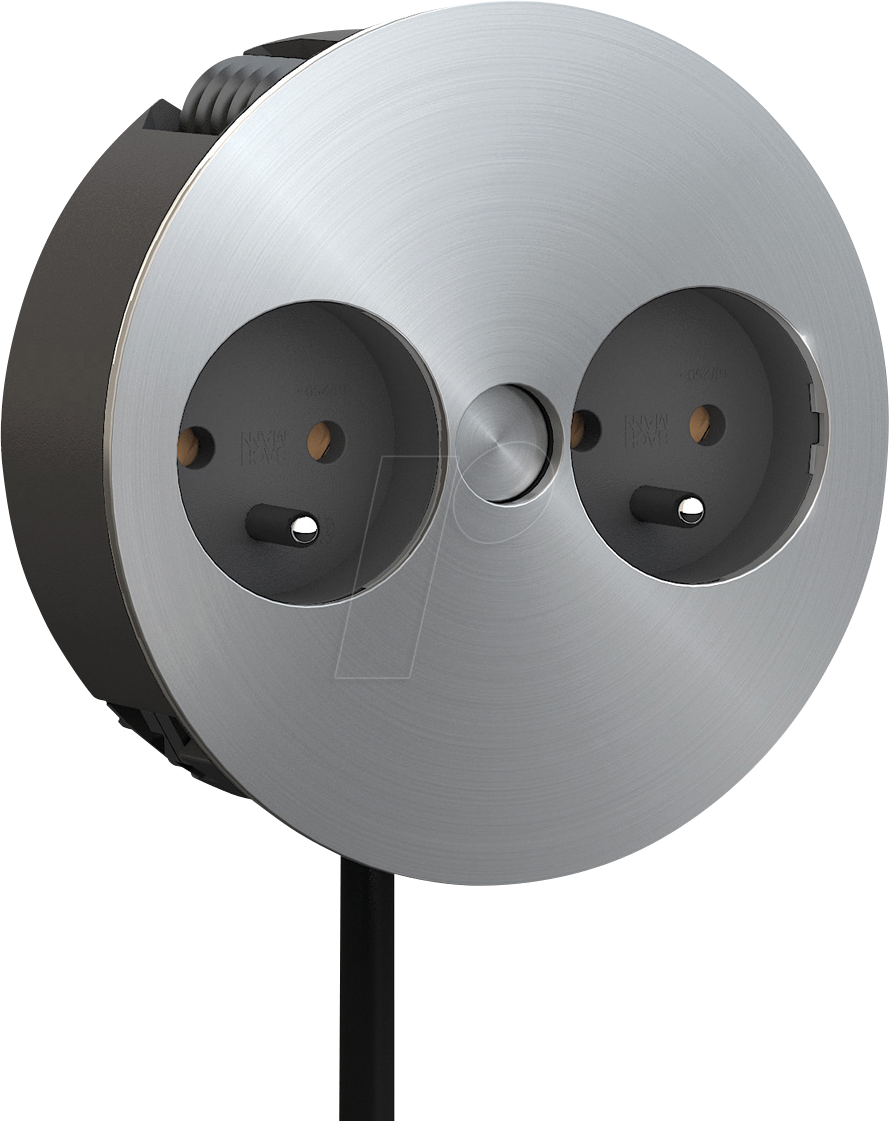 BACH 931.002 - TWIST 2S 2x UTE, Schutzkontakt-Montagestecker, Edelstahl, 2 m von Bachmann