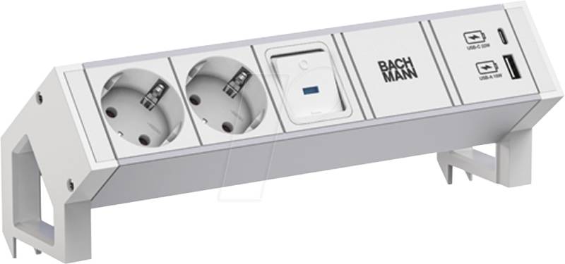 BACH 937.404 - Tischsteckdose DESK 2, 2-fach, USB A&C 22W von Bachmann
