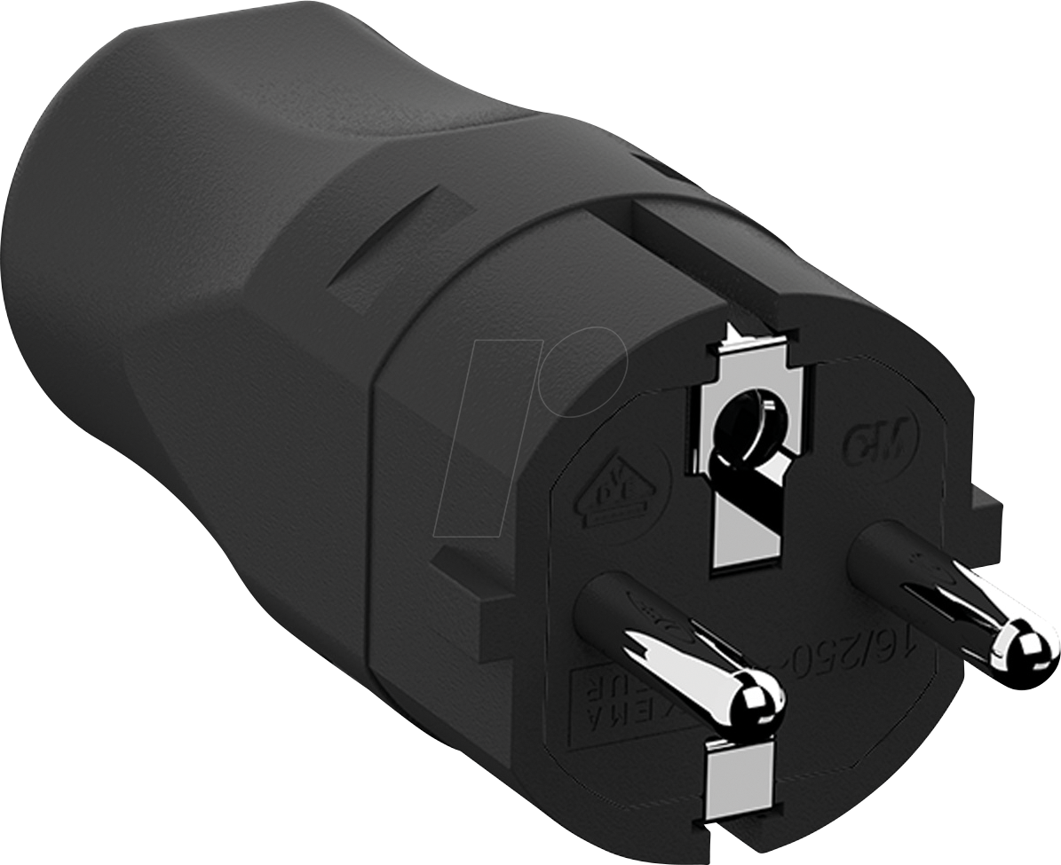 BACH 960.101 - Schutzkontaktstecker Typ EF - CEE 7/7, schwarz BACH 960.101 - Schutzkontaktstecker Typ EF - CEE 7/7, schwarz von Bachmann